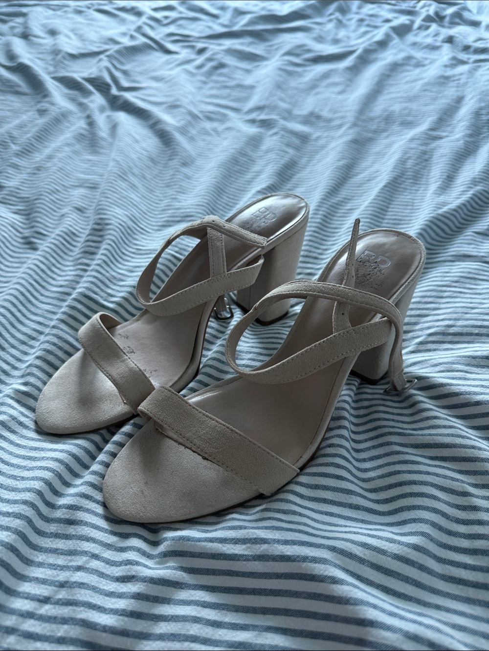 bp Neutral Beige Strappy Block Heel Sandals